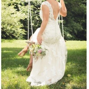 Size 6 champagne colored 2 piece wedding dress